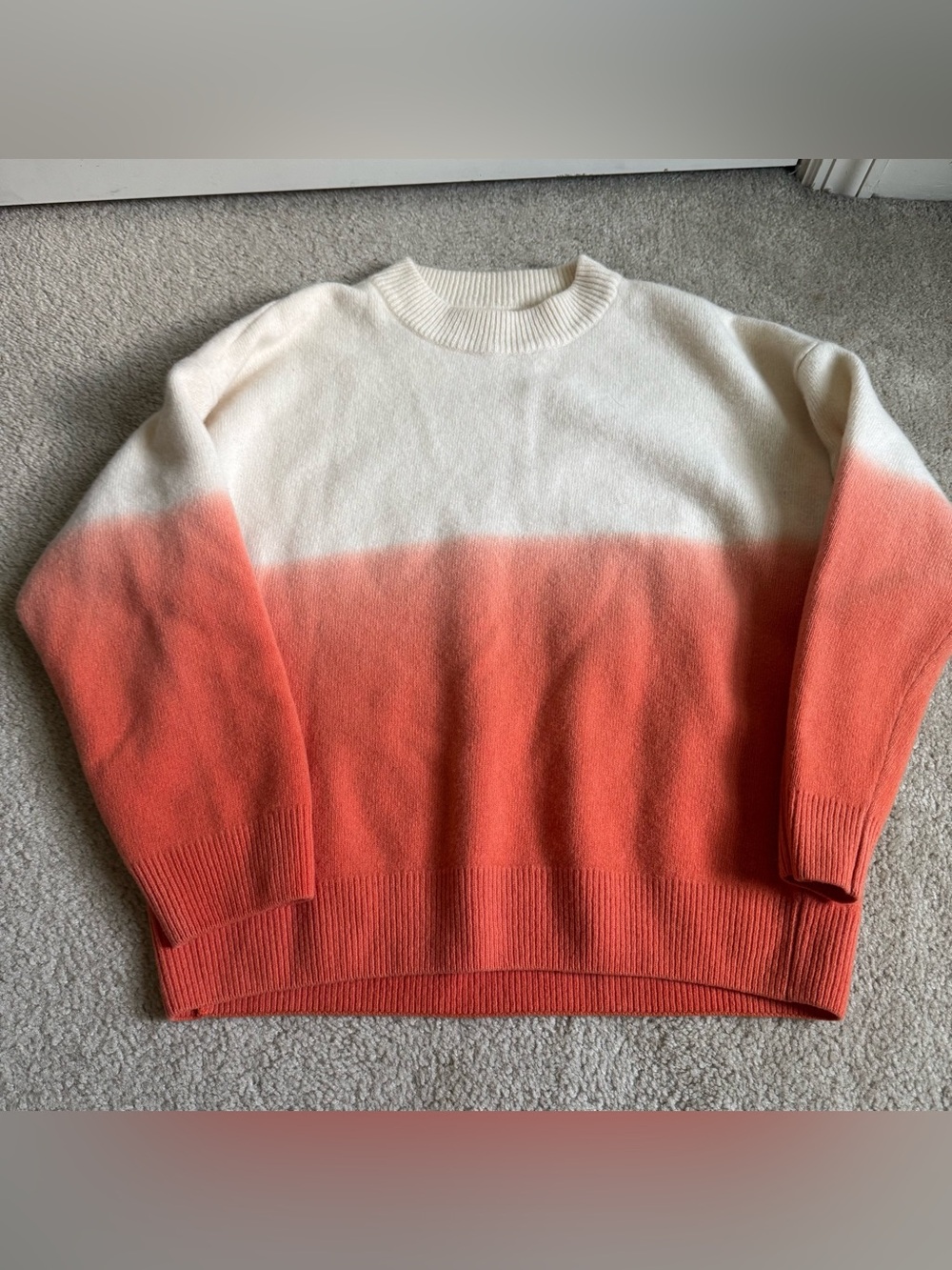 Orange Cream Ombré Celtic & Co. Wool Sweater Made in Portugal - Shrunk